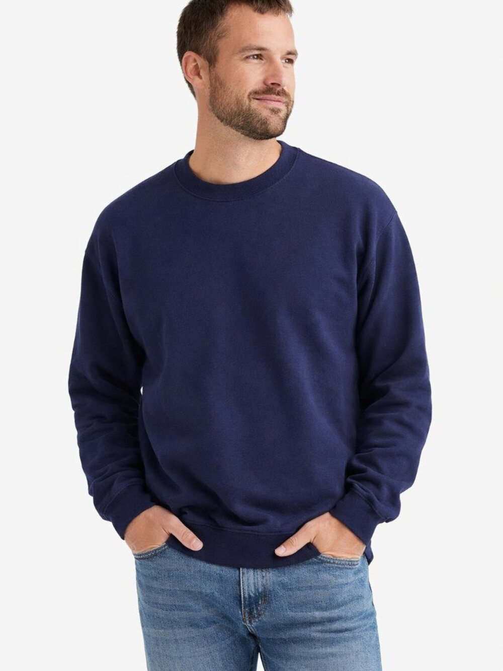 Hanes Men’s Eco Smart Recycled Pullover Sweatshirt Navy Blue Long Sleeve XL